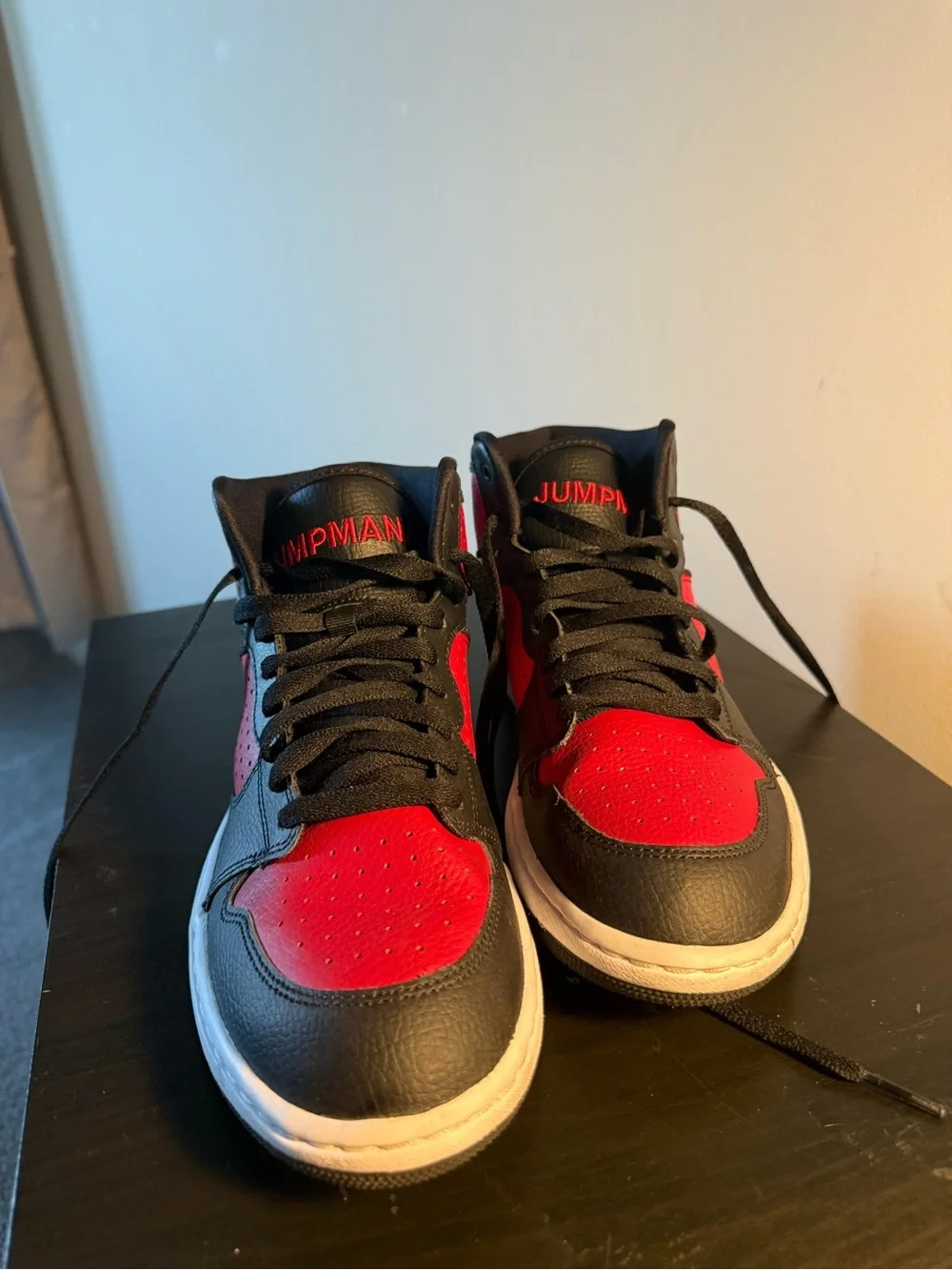 Jordan Black and Red Mid-Top Sneakers